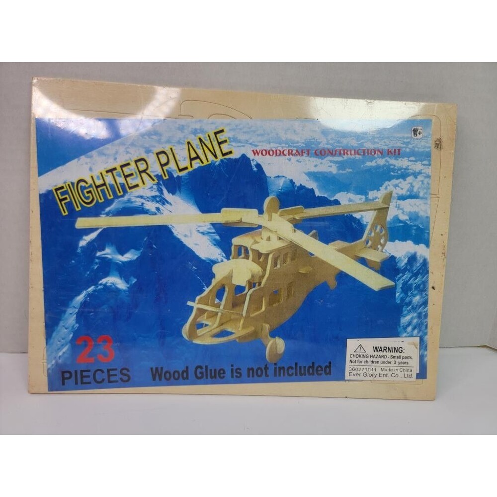 Fighter Plane Woodcraft Construction Kit 3D Wooden Puzzle 23 Pieces Ever Glory